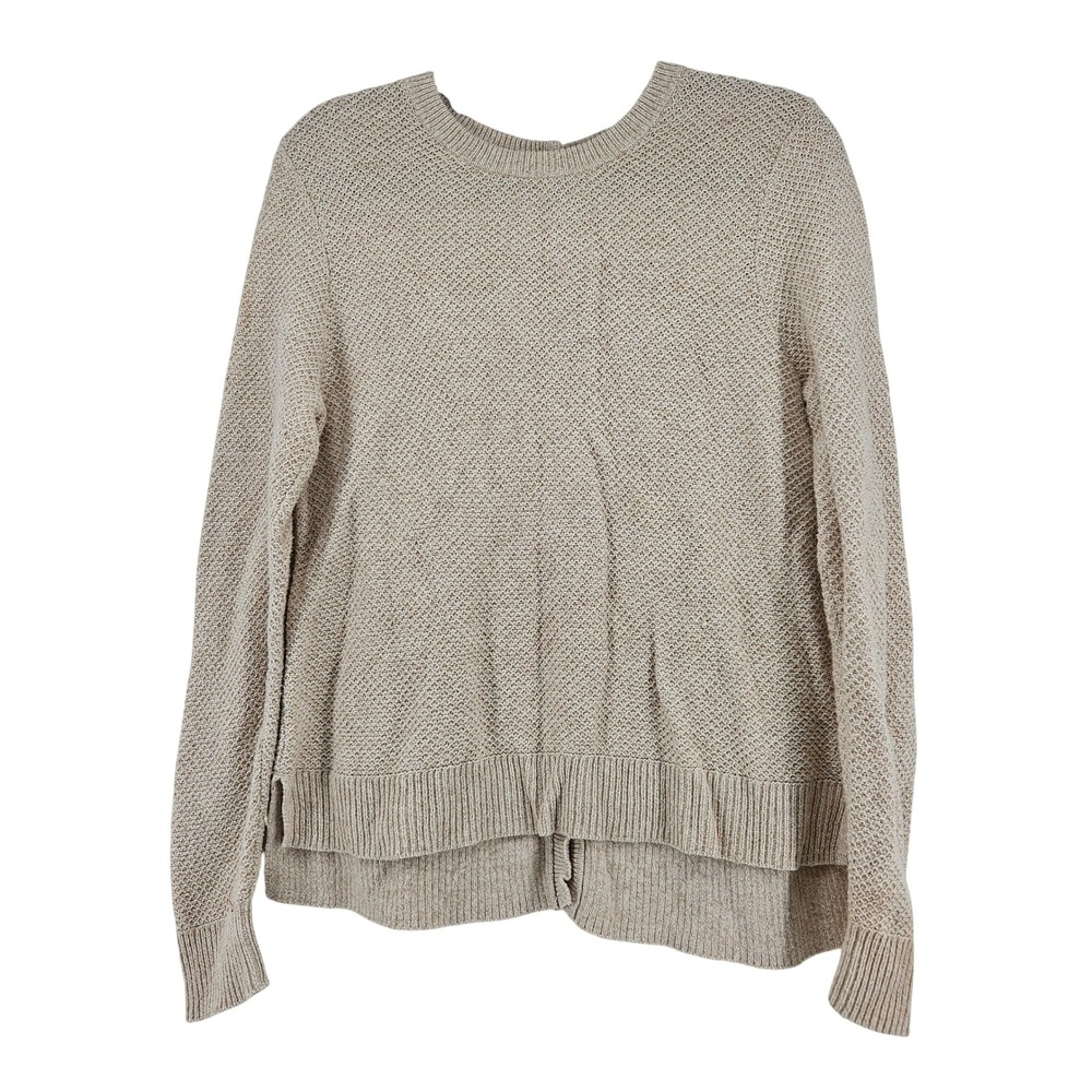 Madewell Button Back Sweater Oatmeal Beige‎ Large Fisherman Minimalist Capsule